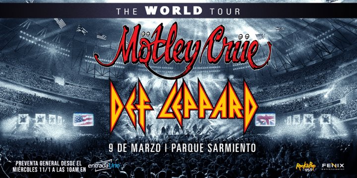 Las leyendas del rock Mötley Crüe y Def Leppard tocarán el 9 de marzo en Parque Sarmiento