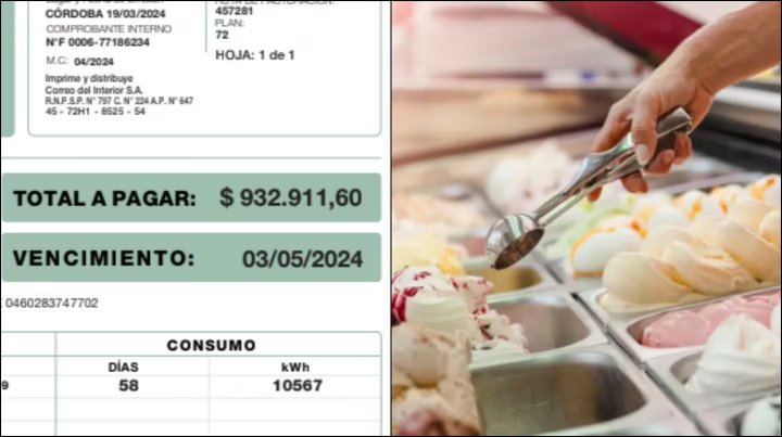Tiene heladería hace tres años y atraviesan una situación crítica: tiene que pagar casi 1 millón de luz